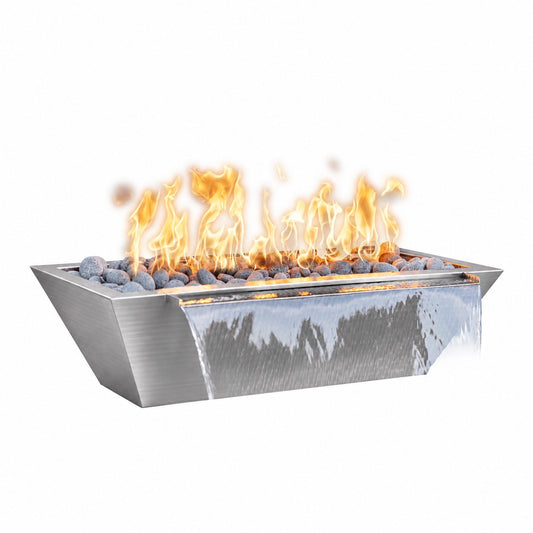 48" x 30" Linear Maya Fire & Water Bowl - Stainless Steel by The Outdoor Plus in stainless steel