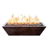 60" x 20" Linear Maya Fire Bowl - Hammered Copper