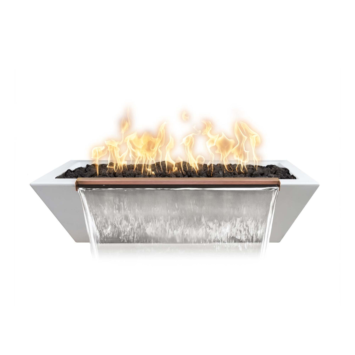 60" x 20" Linear Maya Fire & Water Bowl - GFRC by The Outdoor Plus in gfrc