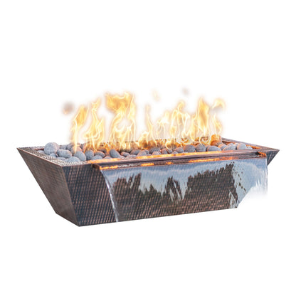 60" x 20" Linear Maya Fire & Water Bowl - Hammered Copper by The Outdoor Plus in hammered copper