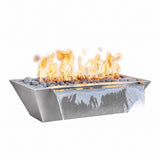 60" x 30" Linear Maya Fire & Water Bowl - Stainless Steel