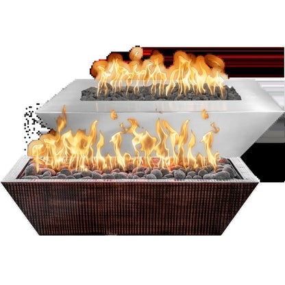 72" x 20" Linear Maya Fire Bowl - Stainless Steel by The Outdoor Plus in stainless steel and hammered copper finishes