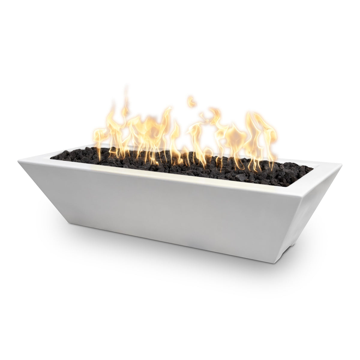 72" x 30" Linear Maya Fire & Water Bowl - Powder Coat by The Outdoor Plus in white powder coat