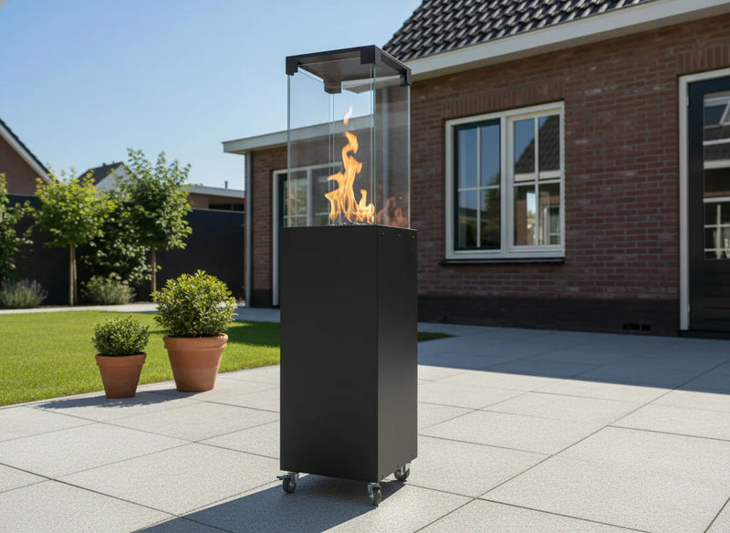 Freestanding Propane Outdoor Gas Fireplace – 360° Flame | Planika Faro | 27,300 BTU – modern patio heater