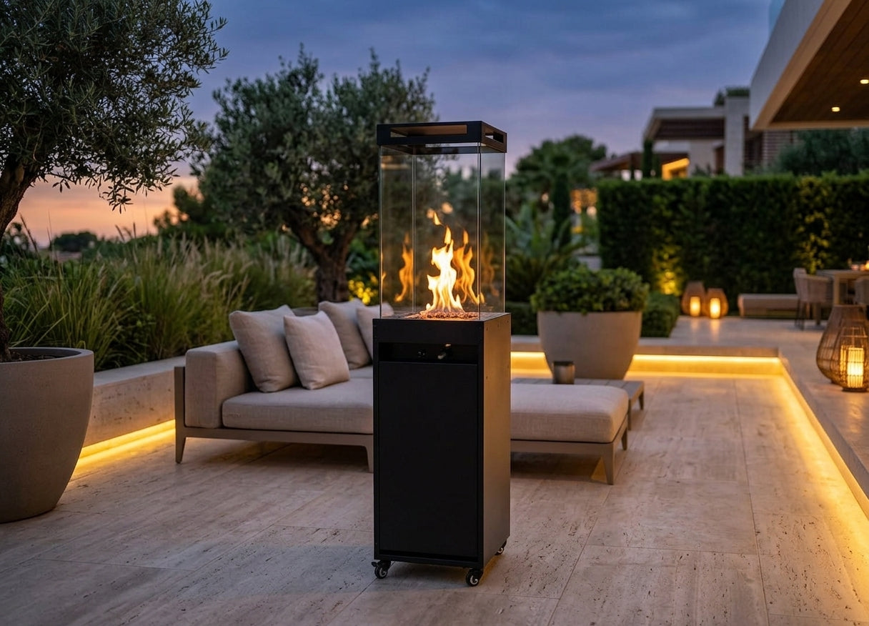 Freestanding Propane Outdoor Gas Fireplace – Flame Tower Column | Planika Lighthouse | 34,100 BTU