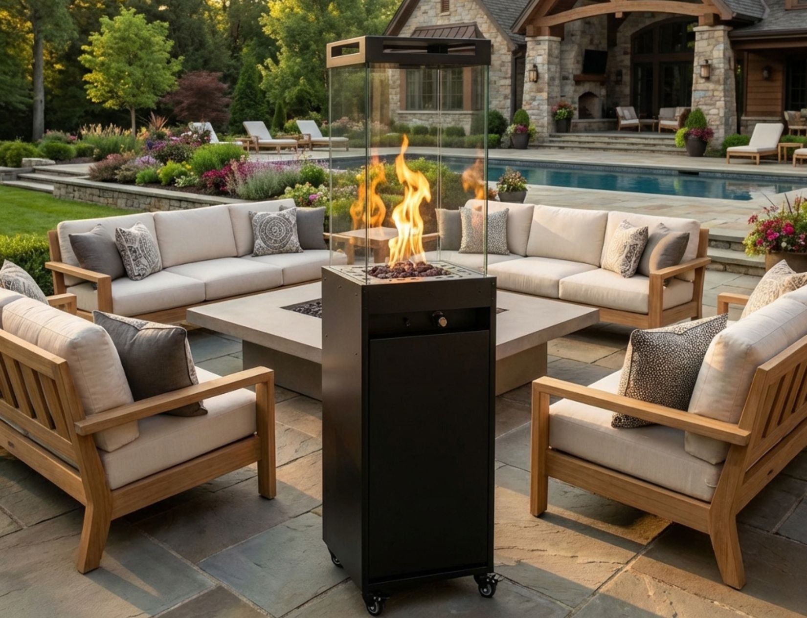 Freestanding Propane Outdoor Gas Fireplace – Flame Tower Column | Planika Lighthouse | 34,100 BTU – heater