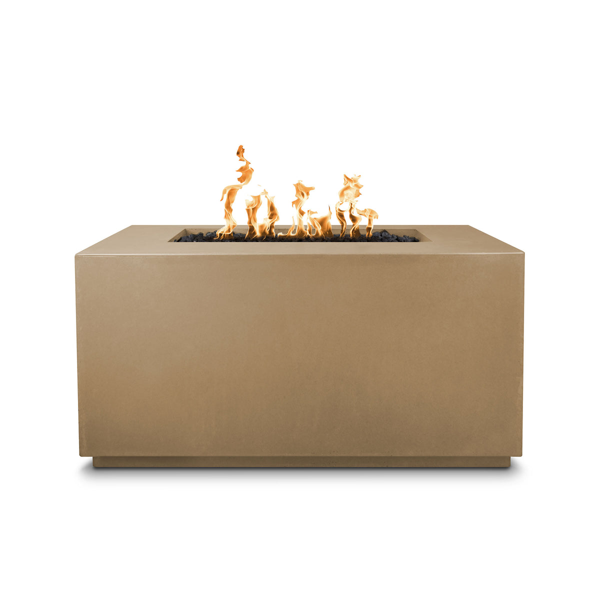 Pismo 48 inch rectangular GFRC concrete gas fire pit with LP tank storage door by The Outdoor Plus