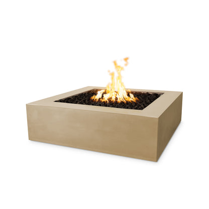 Quad 42 inch square GFRC concrete gas fire pit by The Outdoor Plus