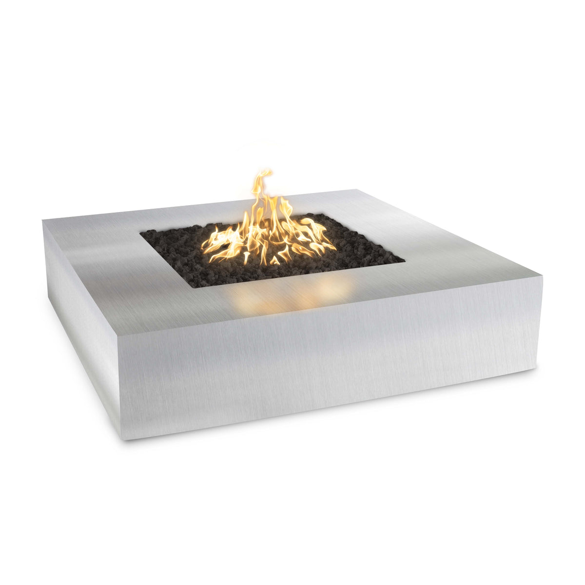Quad 36 inch square metal gas fire pit in corten, copper or stainless steel by The Outdoor Plus