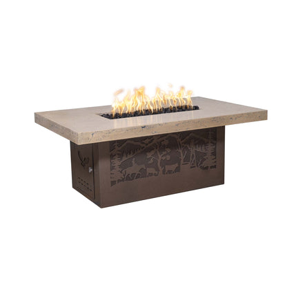 Rectangle Outback Fire Pit - Deer Country - GFRC Top & Corten Steel Base - 60" | The Outdoor Plus image 2