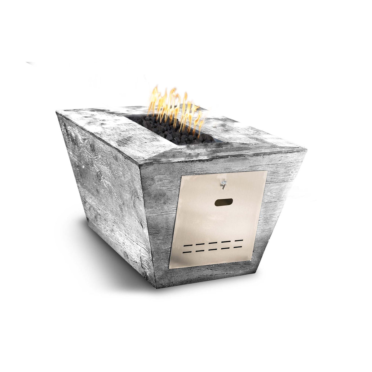 Rectangular Plymouth 84 inch GFRC wood grain gas fire pit 16 inch tall by The Outdoor Plus