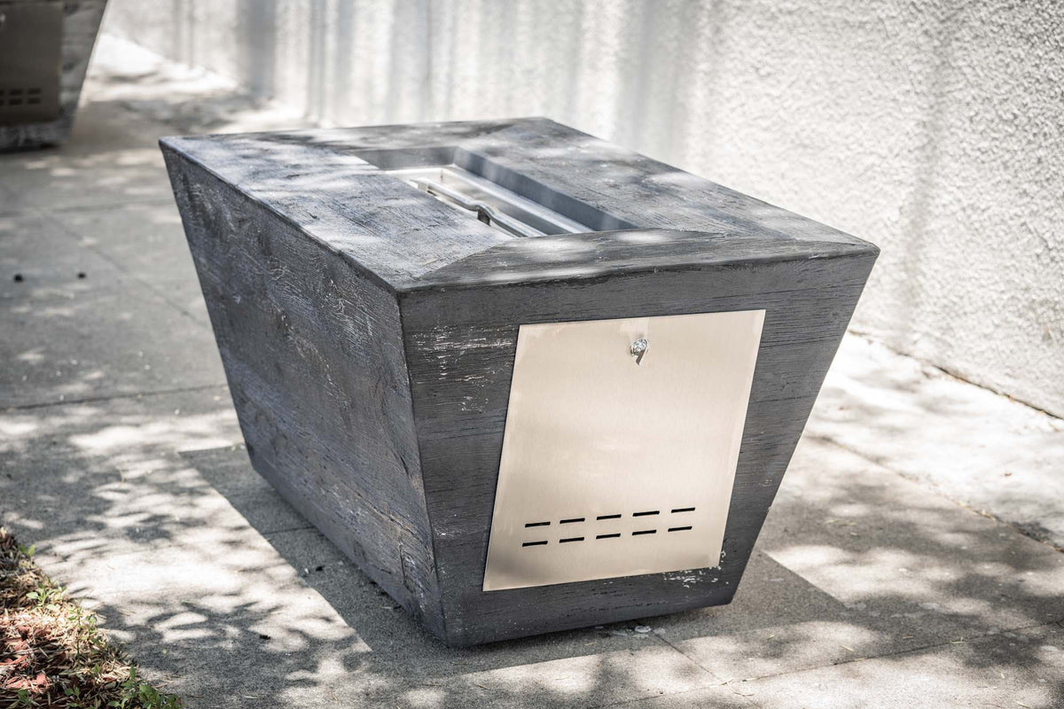 Rectangular Plymouth Fire Pit - GFRC Wood Grain - 24" Tall - 60" | The Outdoor Plus image 2