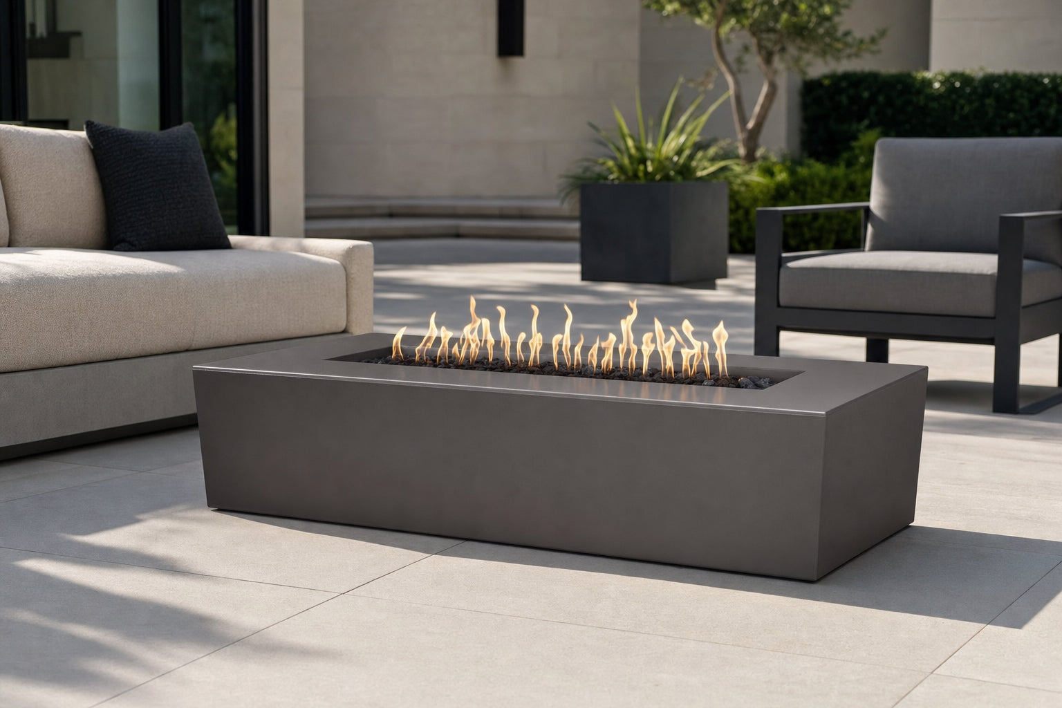 Regal Fire Pit - GFRC Concrete - 48" - Chestnut Lifestyle