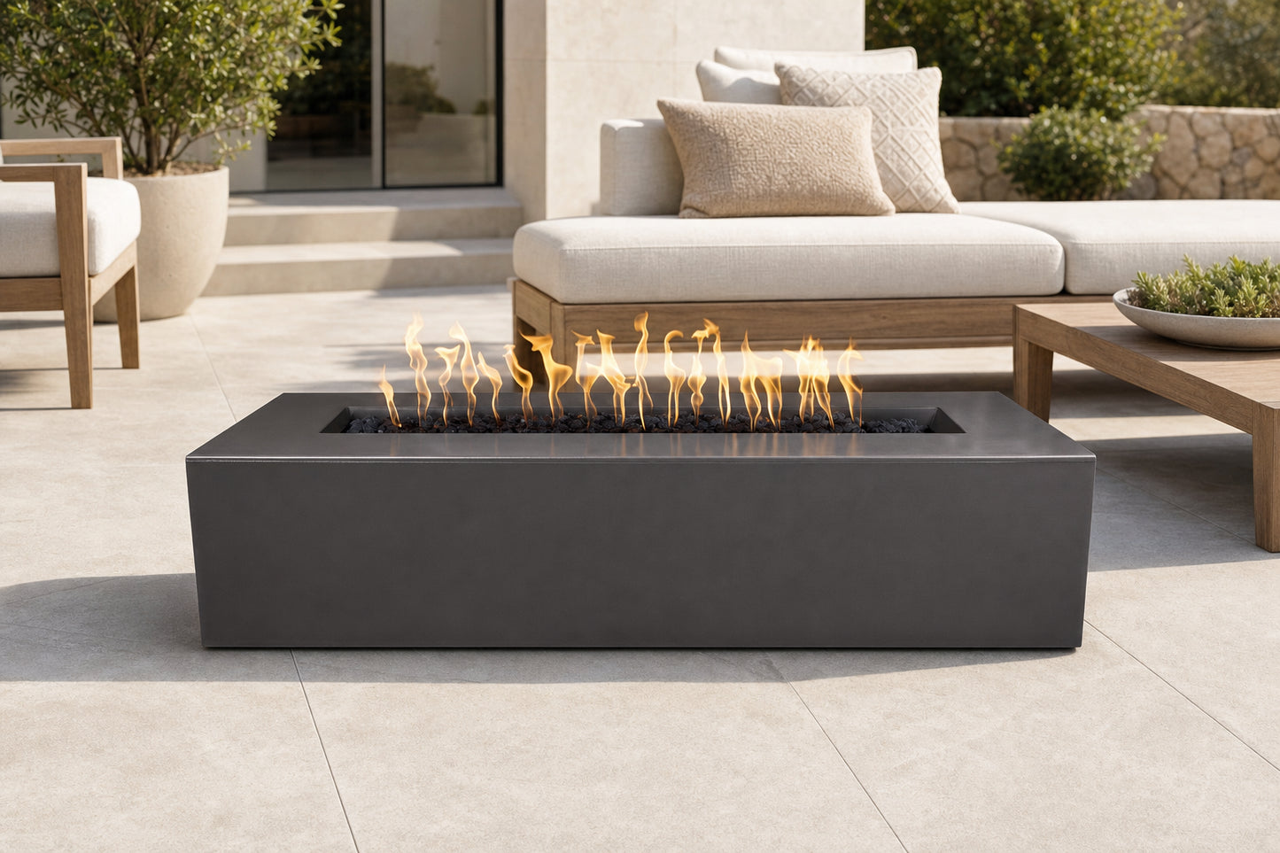 Regal Fire Pit - GFRC Concrete - 60" - Chestnut Lifestyle