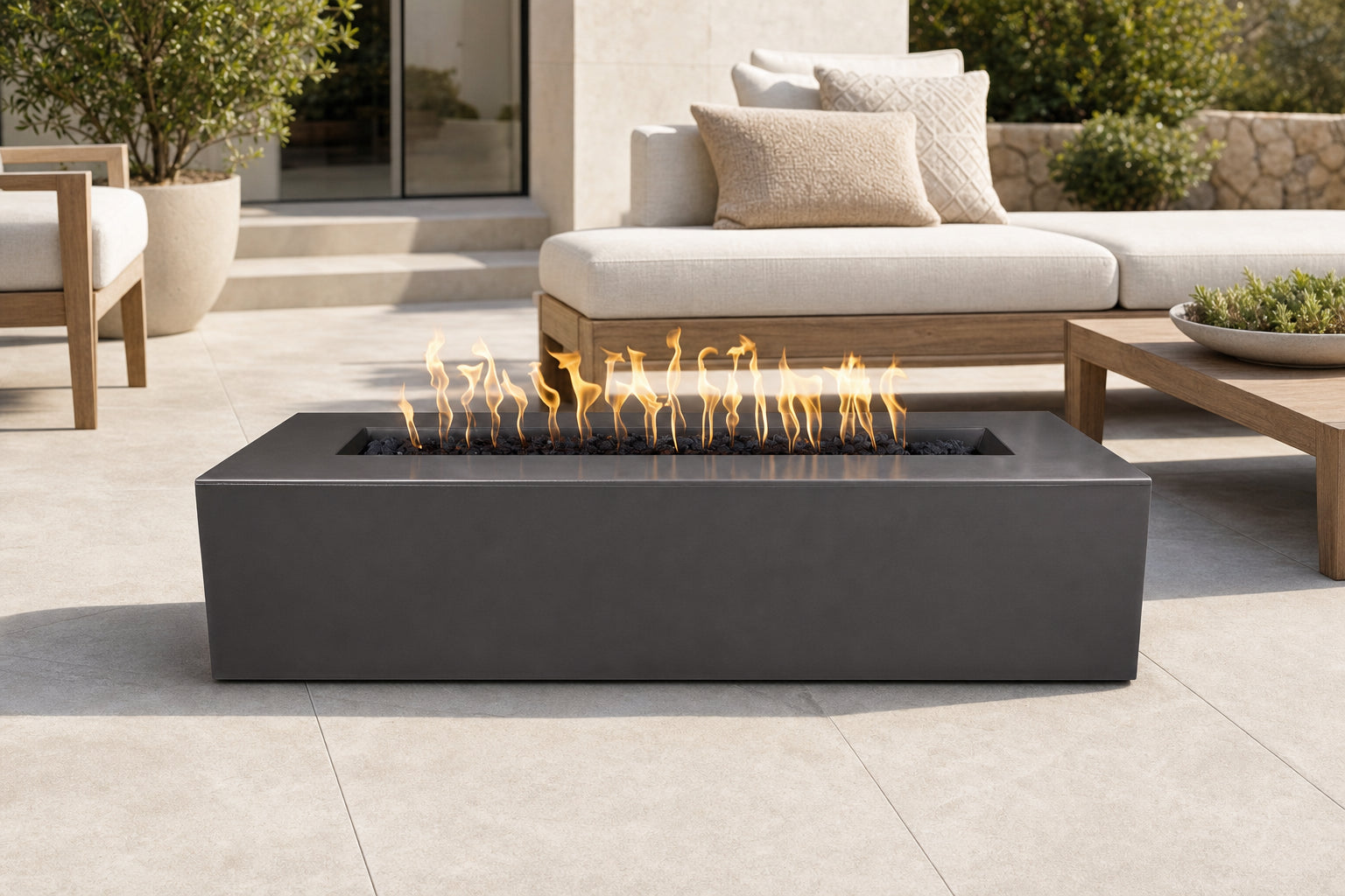Regal Fire Pit - GFRC Concrete - 60" - Chestnut Lifestyle