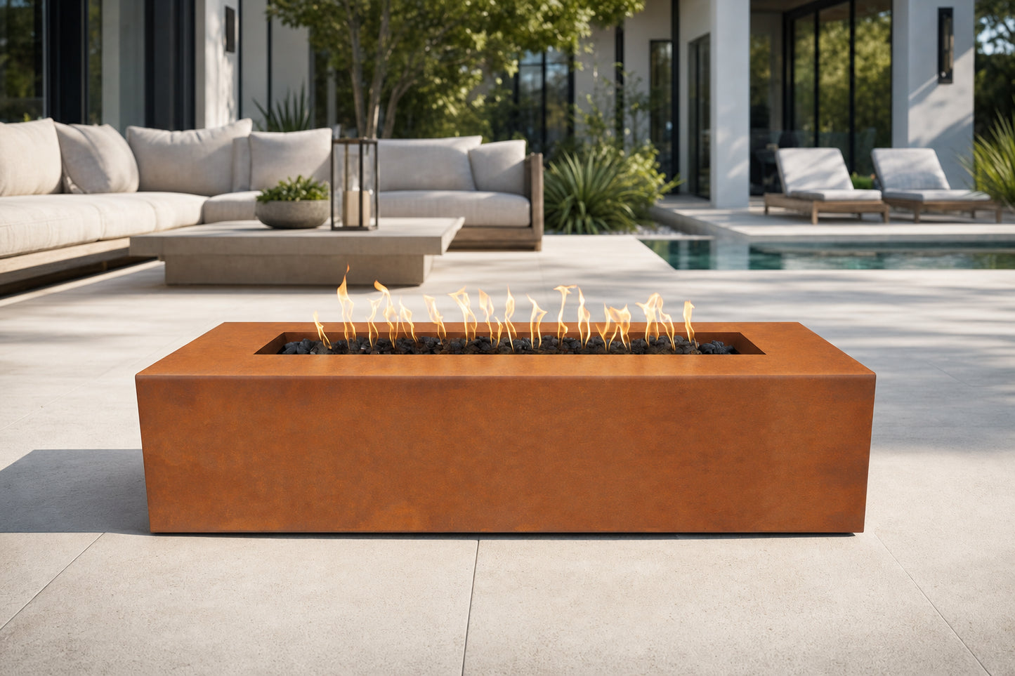Regal Fire Pit - Metal Collection - 60" - Corten Steel Lifestyle