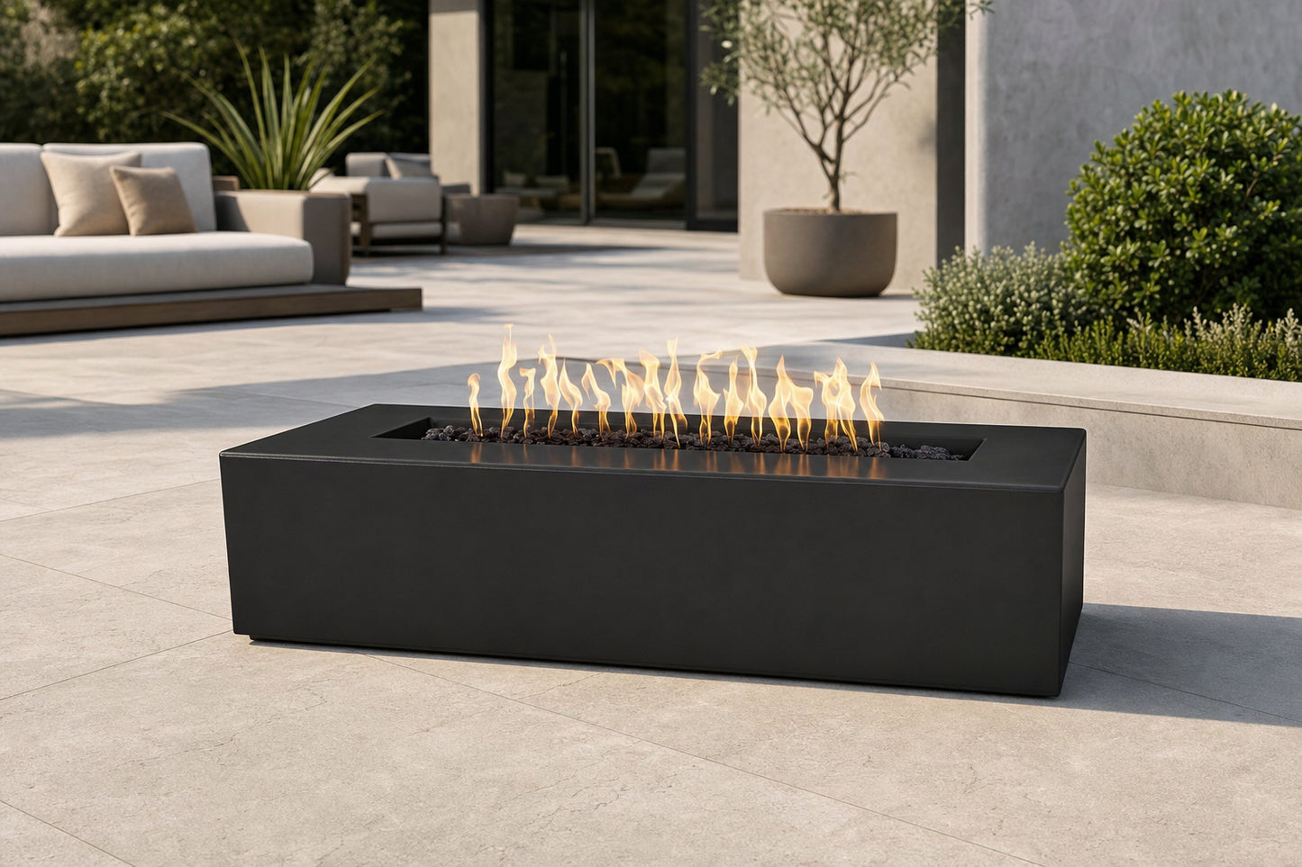 Regal Fire Pit - Powder Coat - 48" - Gloss Black Lifestyle