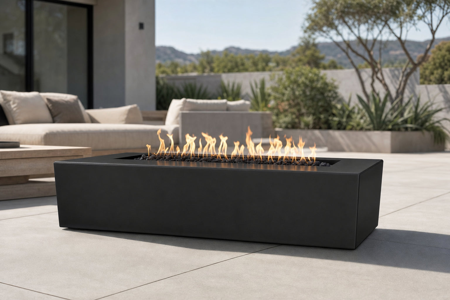 Regal Fire Pit - Powder Coat - 48" - Matte Black Lifestyle