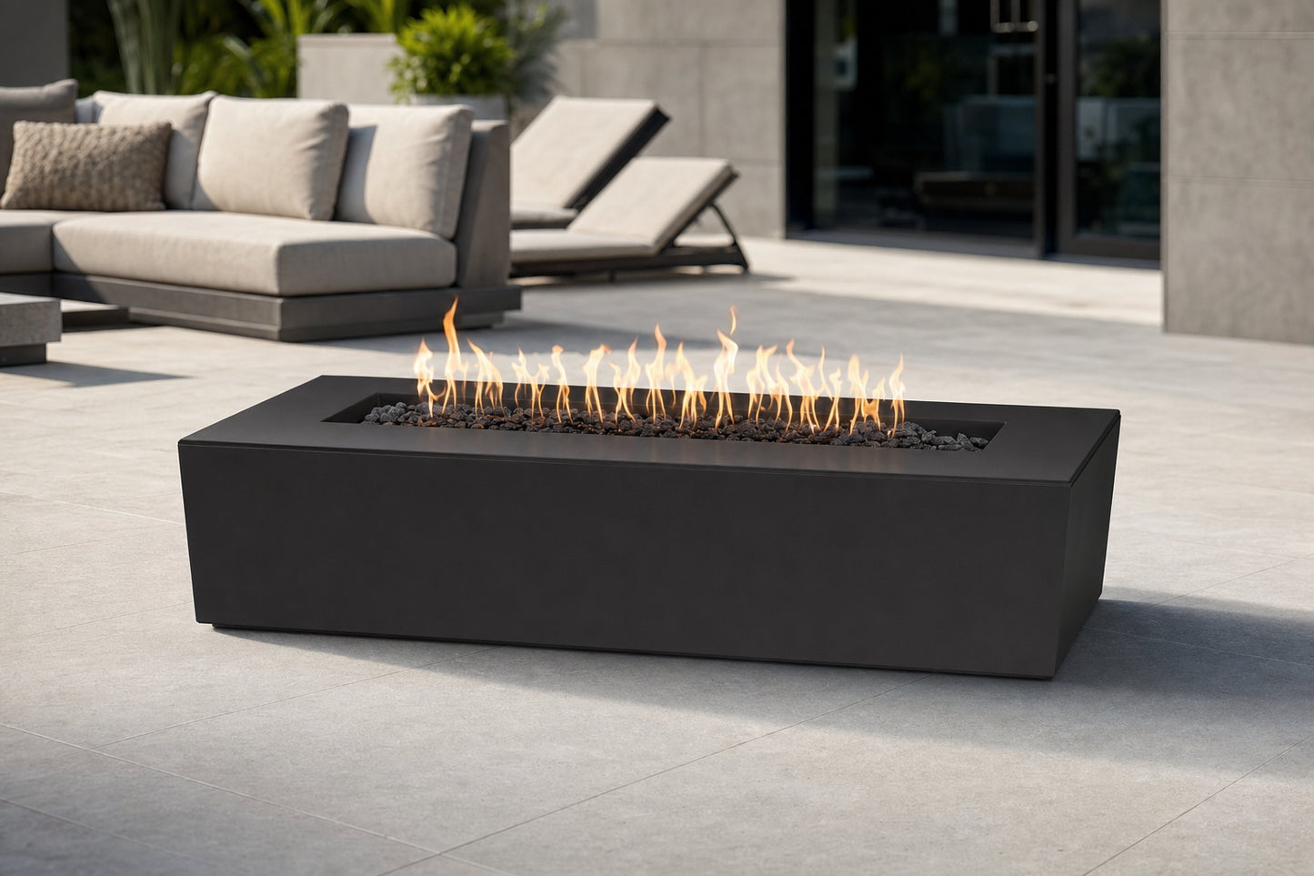 Regal Fire Pit - Powder Coat - 54" - Gloss Black Lifestyle
