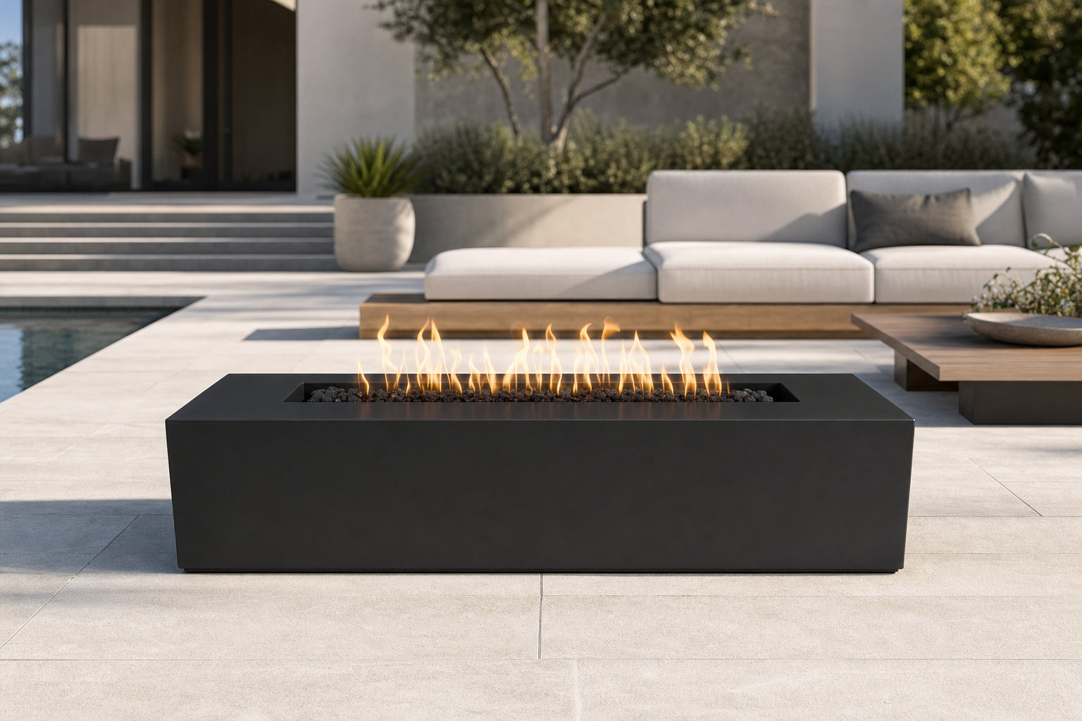 Regal Fire Pit - Powder Coat - 60" - Matte Black Lifestyle