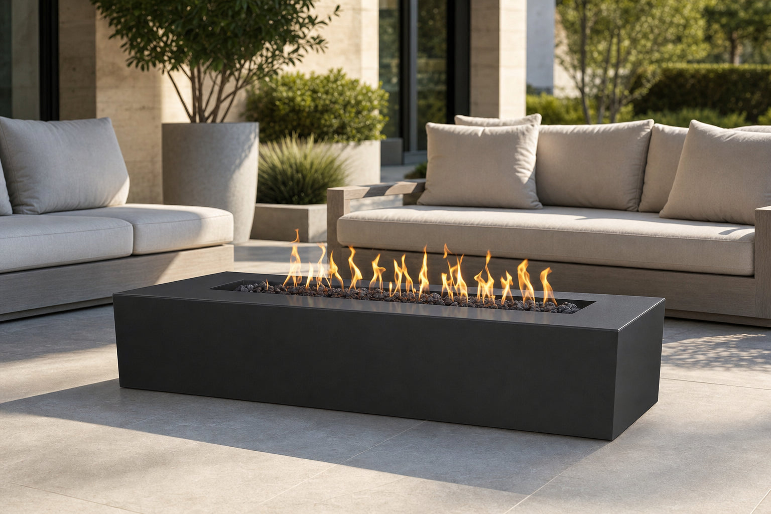 Regal Fire Pit - Powder Coat - 60" - Matte Black Lifestyle