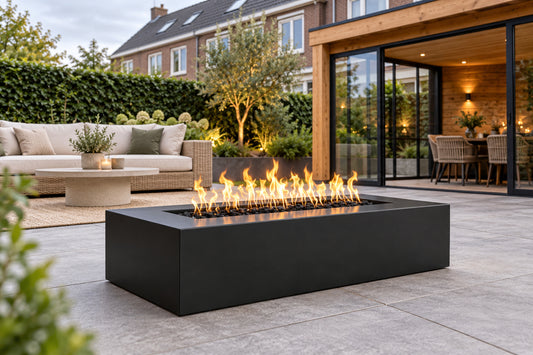 Regal Fire Pit Powder Coat by The Outdoor Plus in a garden setting