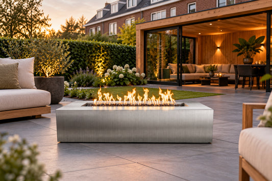 Regal Fire Pit Metal Collection by The Outdoor Plus in a garden setting