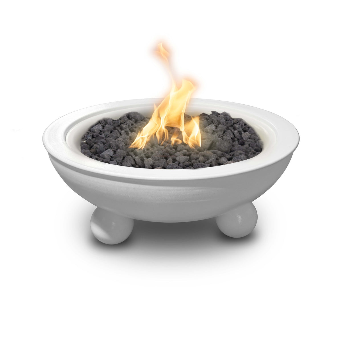 48" diameter Sedona Fire Bowl with Rounded Legs - Powder Coat by The Outdoor Plus in white powder coat