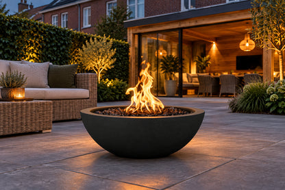 Sedona Fire Bowl GFRC Concrete by The Outdoor Plus in a garden setting