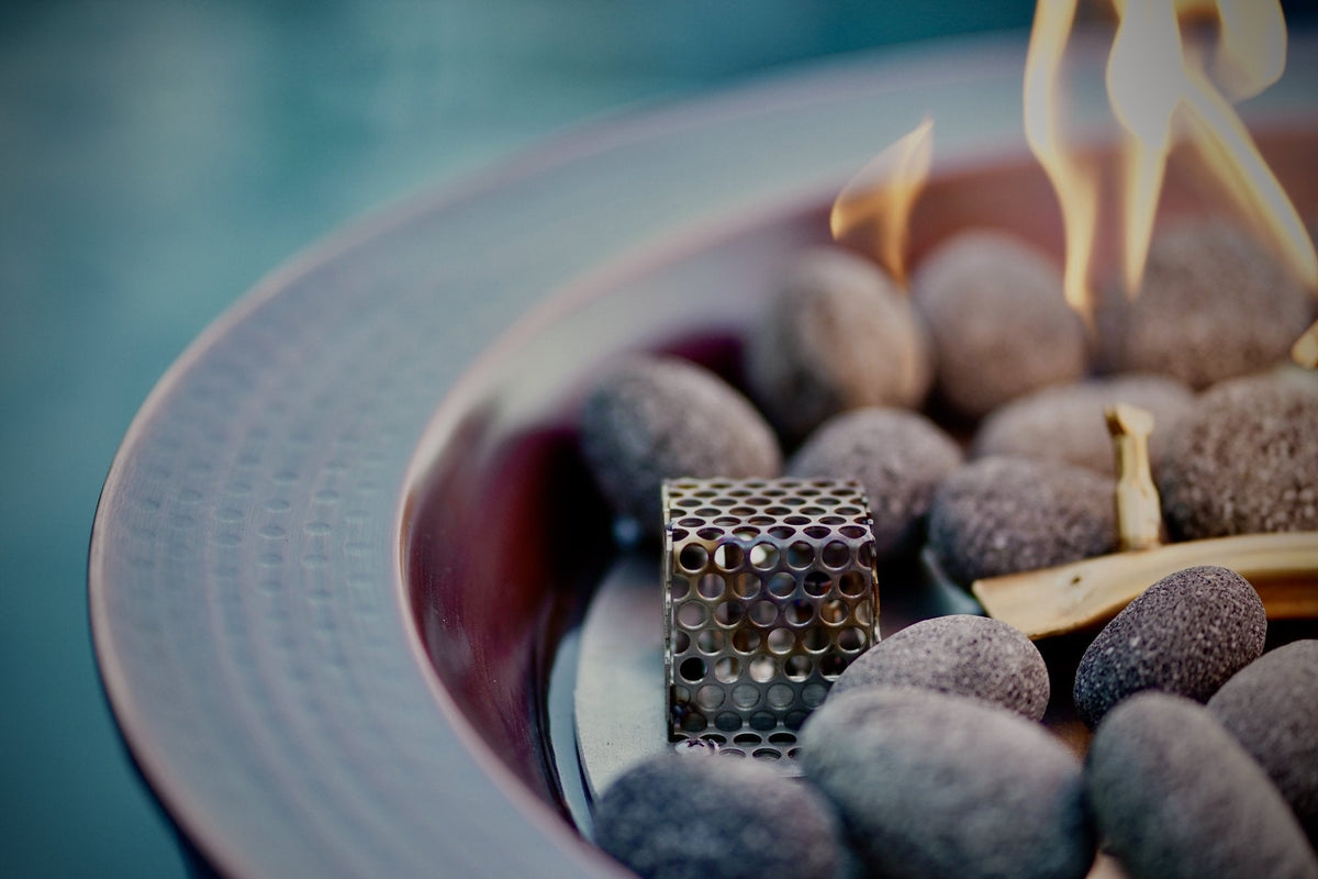 Sedona copper fire bowl as a patio focal point