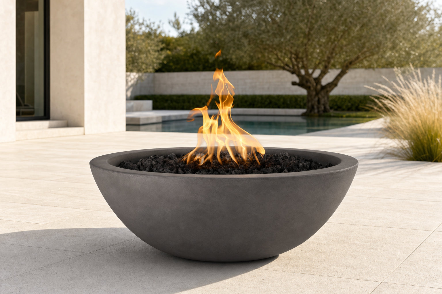 Sedona Fire Bowl - GFRC Concrete - 27" - Chestnut Lifestyle