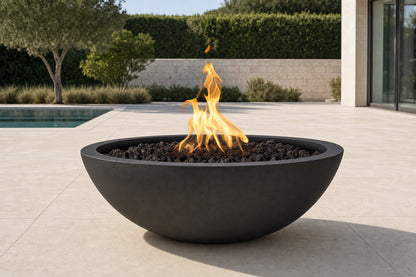 Sedona Fire Bowl - GFRC Concrete - 27" - Black Lifestyle