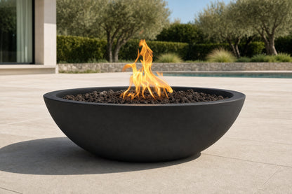 Sedona Fire Bowl - GFRC Concrete - 33" - Black Lifestyle