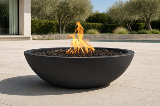Sedona Fire Bowl - GFRC Concrete - 33" - Black Lifestyle