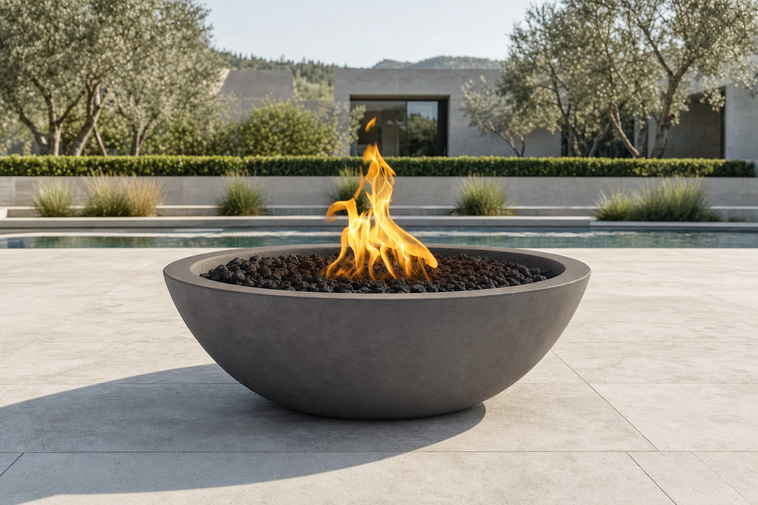 Sedona Fire Bowl - GFRC Concrete - 33" - Chestnut Lifestyle