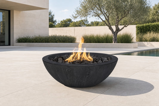 Sedona Fire Bowl - GFRC Wood Grain - 27" - Ebony Lifestyle