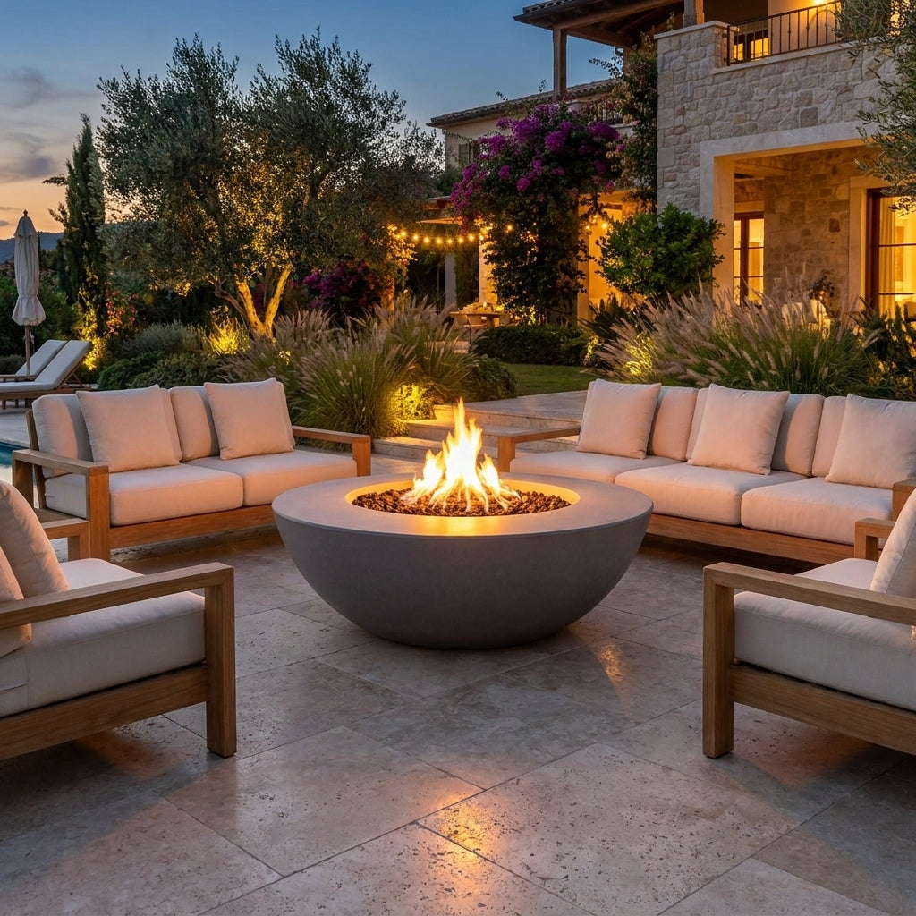 Sedona Fire Pit Wide Ledge - GFRC Concrete - 48"