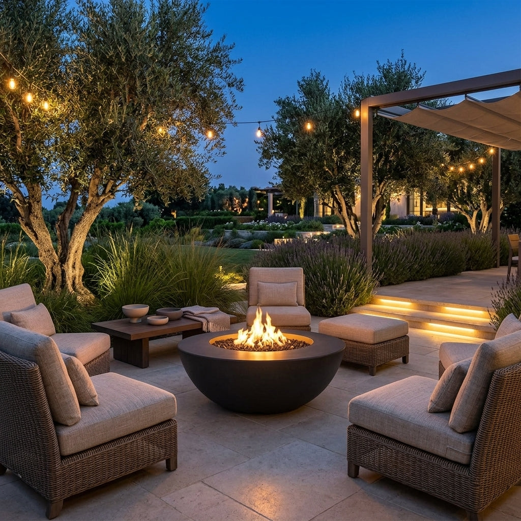 Sedona Fire Pit Wide Ledge - GFRC Concrete - 48"