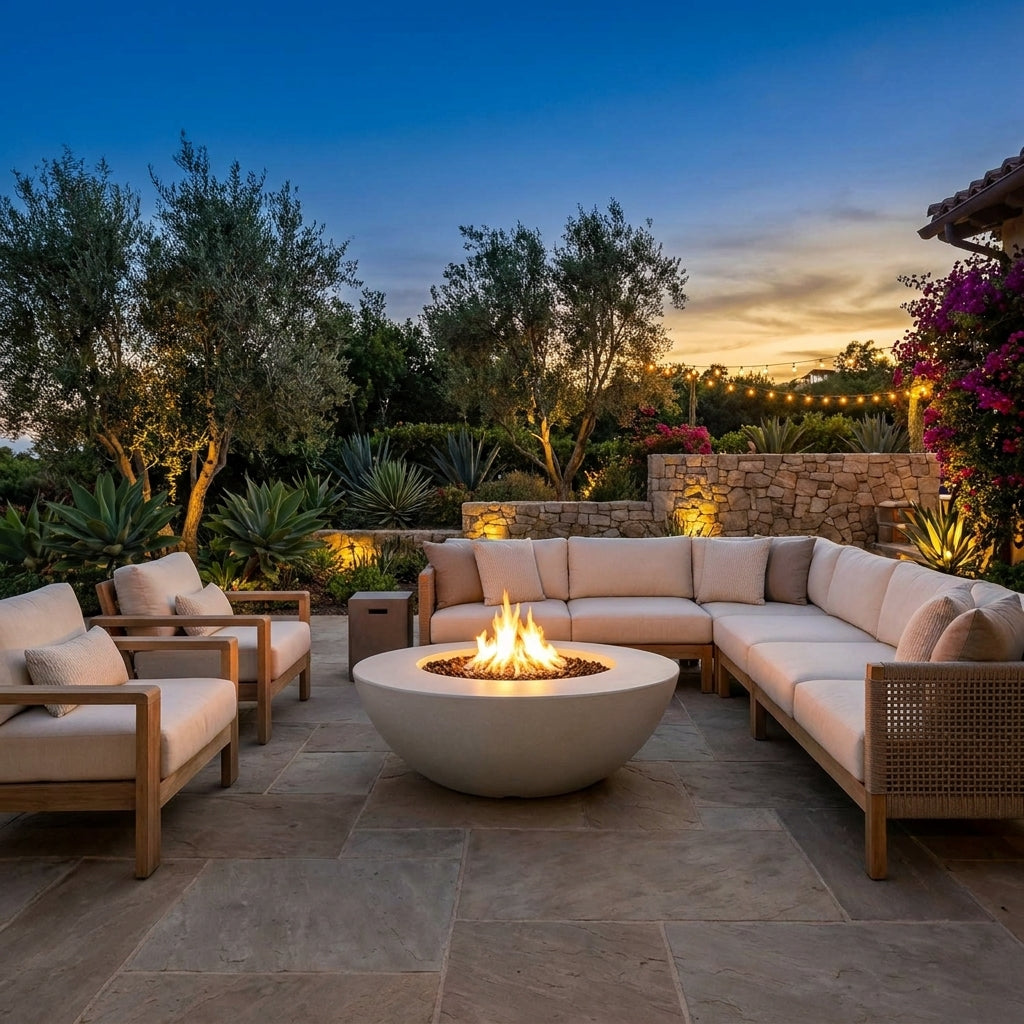 Sedona Fire Pit Wide Ledge - GFRC Concrete - 48"