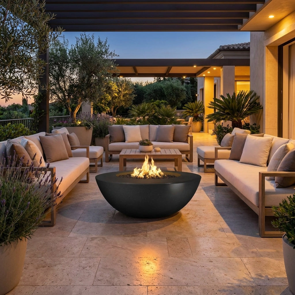 Sedona Fire Pit Wide Ledge - GFRC Concrete - 48"