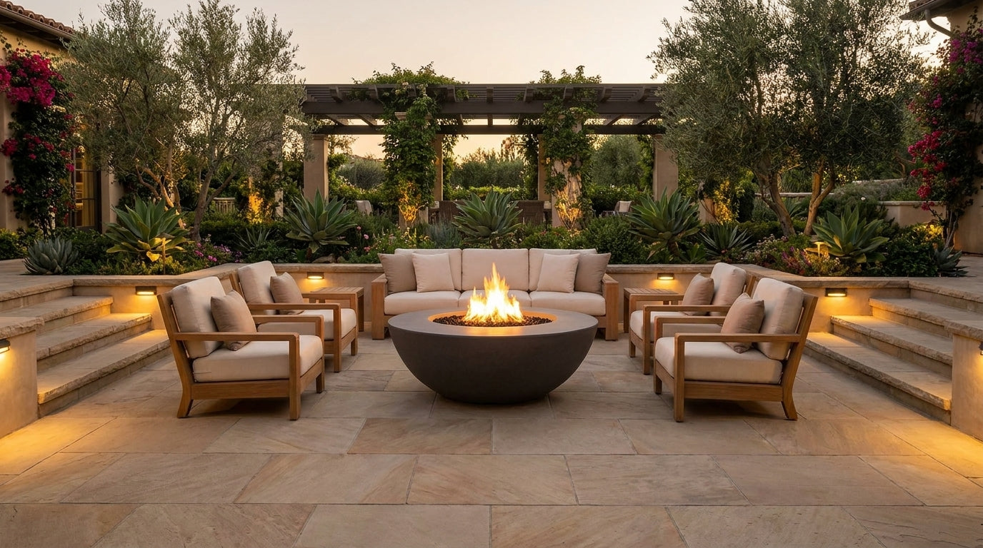 Sedona Fire Pit Wide Ledge - GFRC Concrete - 48"