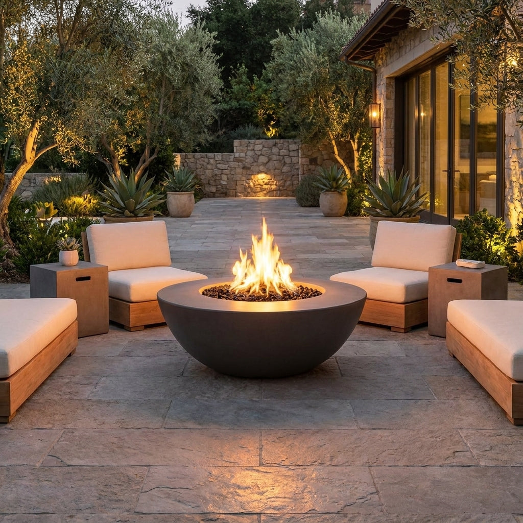 Sedona Fire Pit Wide Ledge - GFRC Concrete - 60"
