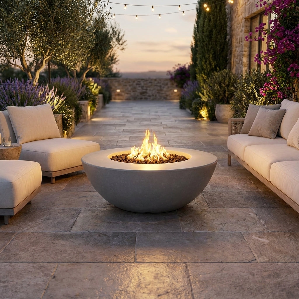 Sedona Fire Pit Wide Ledge - GFRC Concrete - 60"