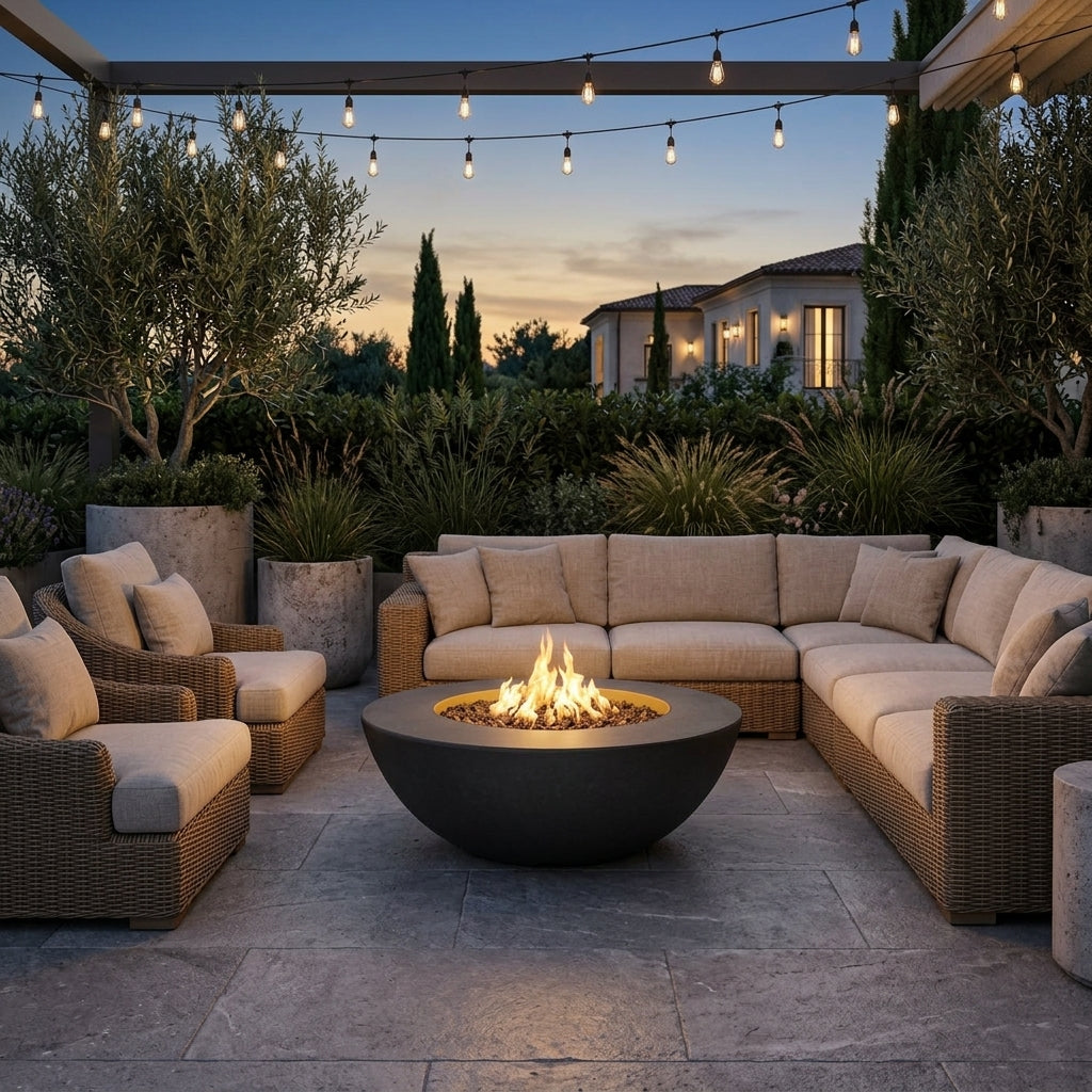 Sedona Fire Pit Wide Ledge - GFRC Concrete - 60"