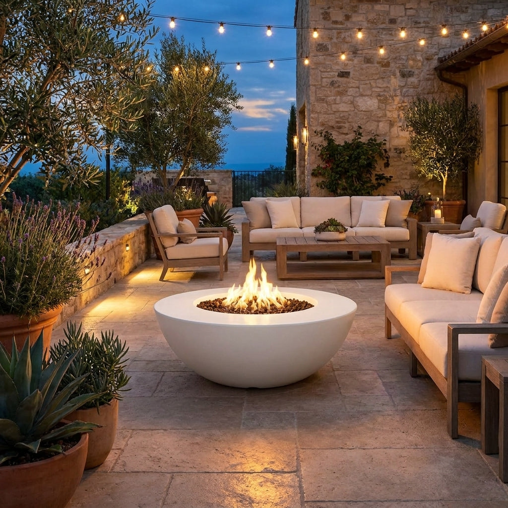 Sedona Fire Pit Wide Ledge - GFRC Concrete - 60"