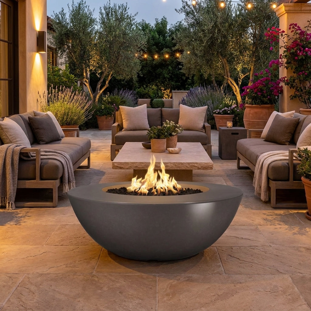 Sedona Fire Pit Wide Ledge - GFRC Concrete - 60"