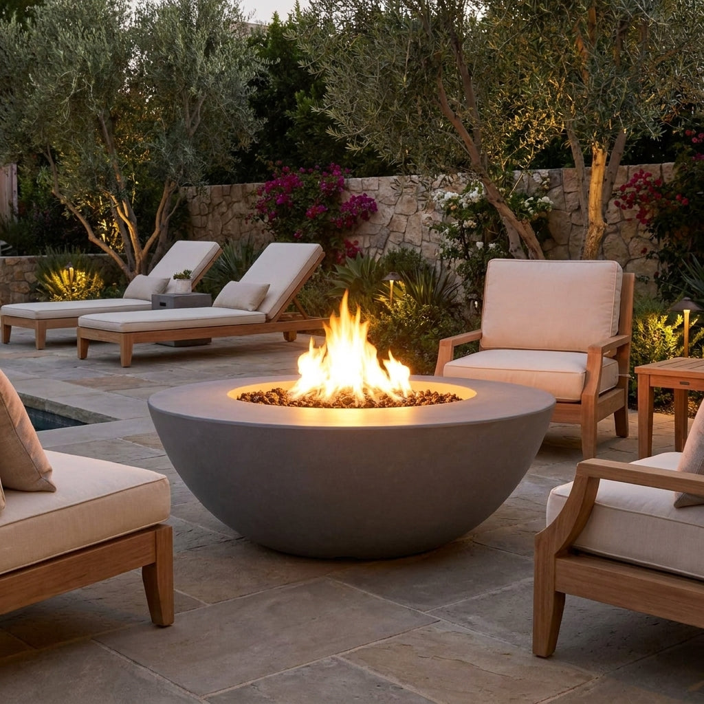 Sedona Fire Pit Wide Ledge - GFRC Concrete - 60"