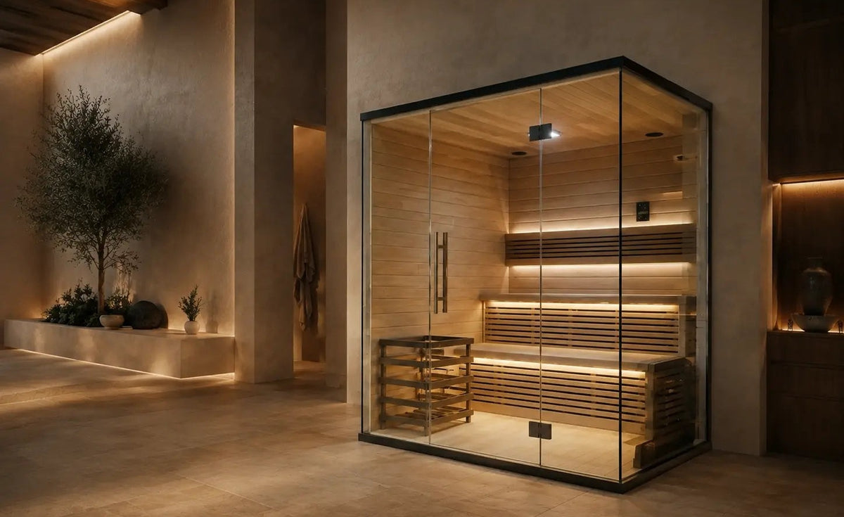 SOLENNE Aurelia indoor glass-front sauna – image 2