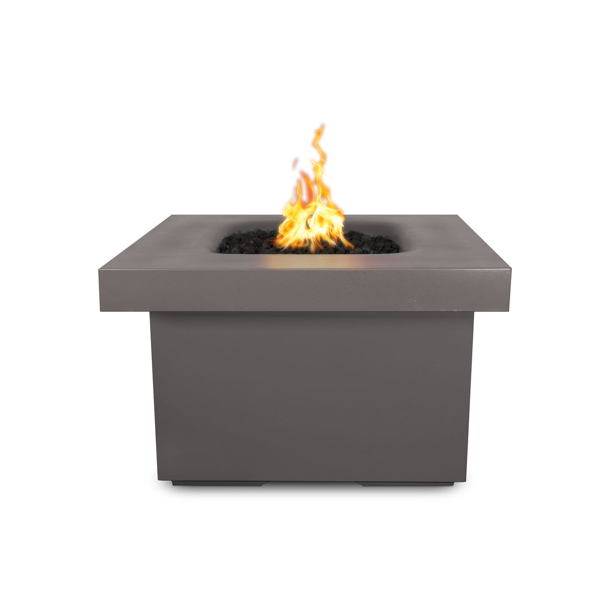 Square Ramona 36 inch square GFRC concrete gas fire table by The Outdoor Plus