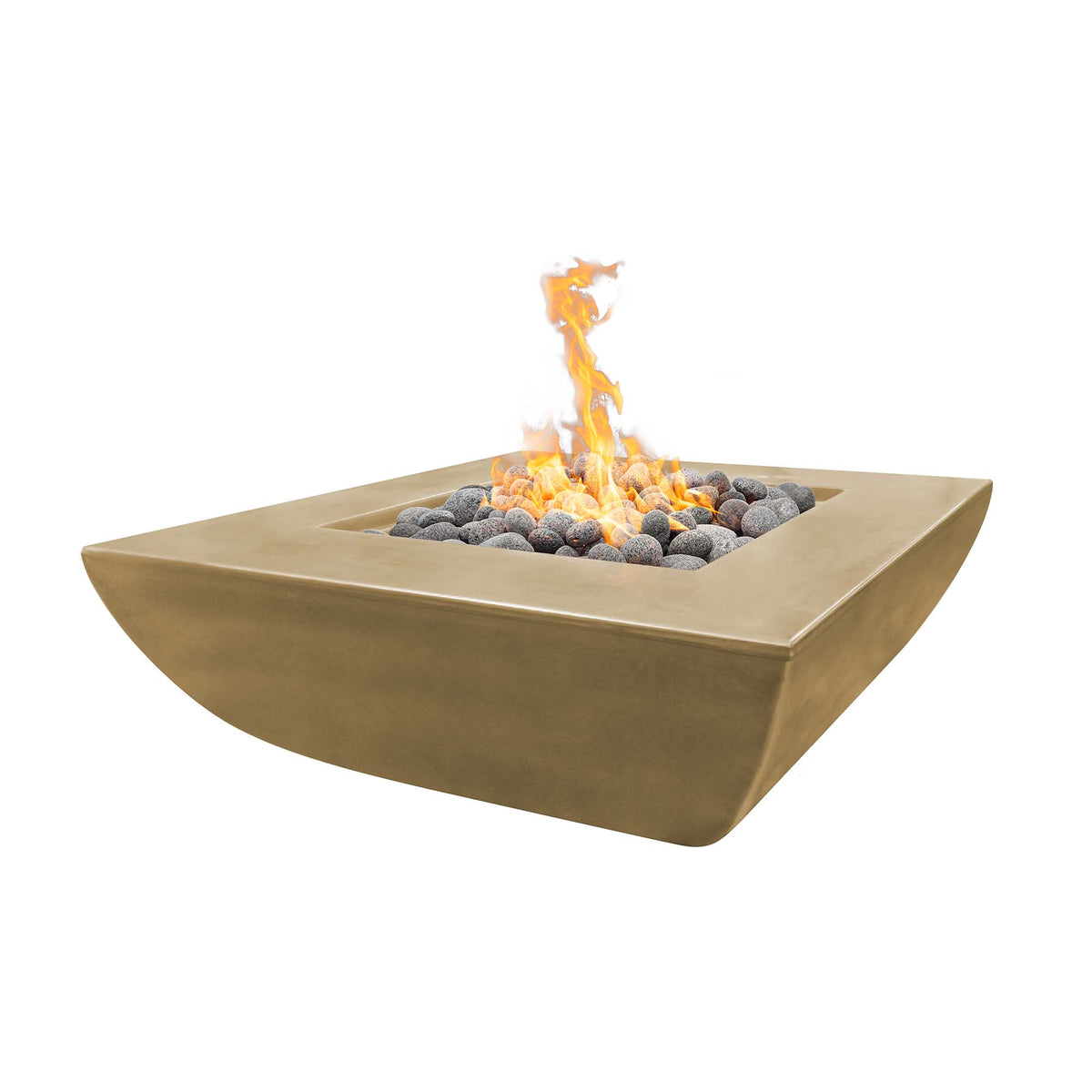 Avalon Fire Pit Wide Ledge Gfrc Concrete 18 Tall in Brown finish – The Outdoor Plus